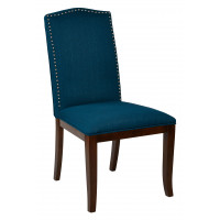 OSP Home Furnishings HSN-K14 Hanson Dining Chair with Espresso Legs and Silver Nail Head Trim in Klein Azure Fabric